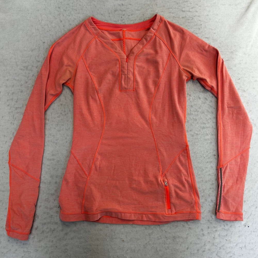 Lululemon Run Swiftly Tech V-Neck Top Womens 6 Coral Pink Long Sleeve Pullover
